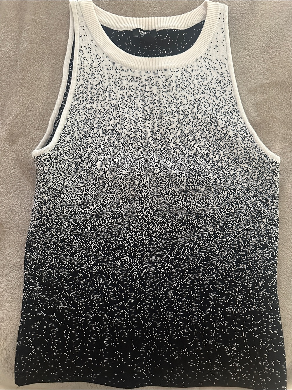 Express Black & White Speckled Ombre Knit Tank